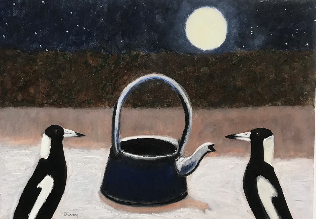 William Buckley’s kettle with magpies