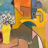 Flowers with abstract figure