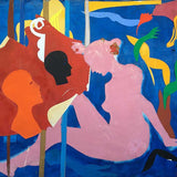 Pink woman on a blue background  2019-25