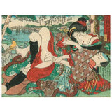 Attributed to UTAGAWA KUNISADA (1786 – 1864) A courtesan and her lover overlooking a river scene  c. 1840