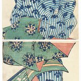 KEDA EISEN (1790 – 1848) A courtesan wearing a blue and white kimono decorated with flying bats, an auspicious symbol of prosperity  c. 1820