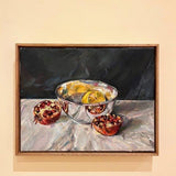 Silver bowl with two fruits 2026