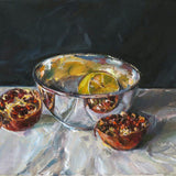 Silver bowl with two fruits 2026