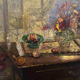 Still life with green bowl, pears and apples 2021
