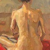 Back view on red blanket 2025