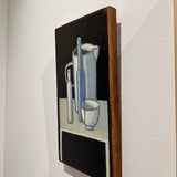 Pale blue on black: 2 bottles, jug, vessel 2026