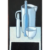 Pale blue on black: 2 bottles, jug, vessel 2026