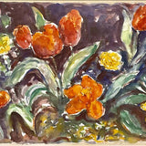 Plum tulips with yellow flowers 2016